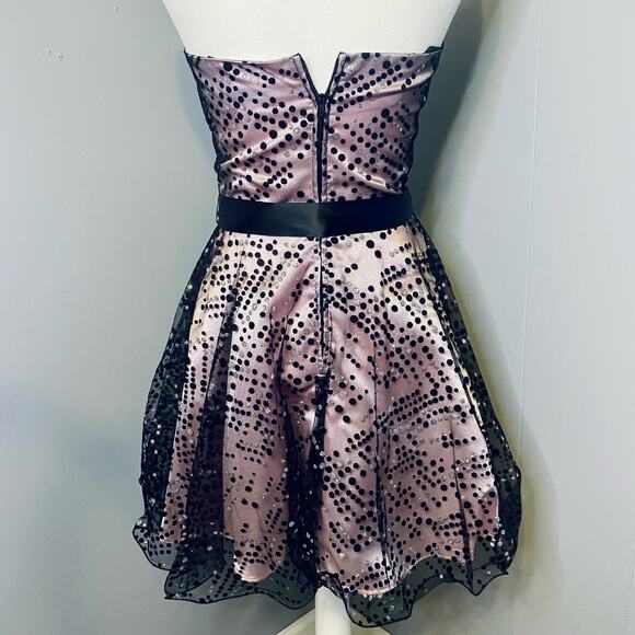 Masquerade Pink & Black Polka Dot Formal Dress - Picture 7 of 12